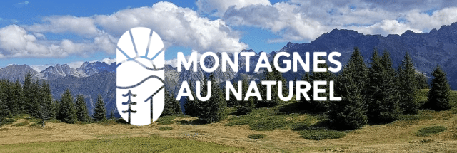 Paysage de montagne en été avec logo Montagnes Au Naturel